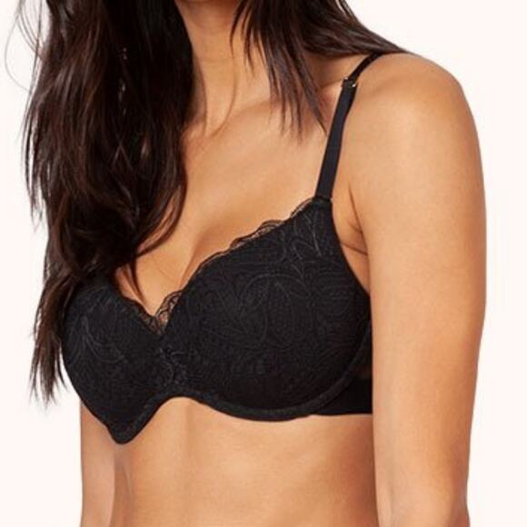 Lively Lace No Wire Push Up Bra, Jet Black, 36DDD - Picture 2 of 8